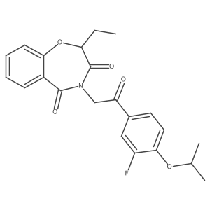 2-ethyl-4-{2-[3-fluoro-4-(propan-2-yloxy)phenyl]-2-oxoethyl}-1,4-benzoxazepine-3,5(2H,4H)-dione结构式