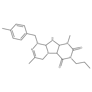 3,9-dimethyl-1-[(4-methylphenyl)methyl]-7-propyl-5a,9a,10,10a-tetrahydro-4H-purino[8,7-c][1,2,4]triazine-6,8-dione结构式