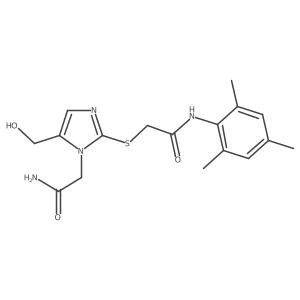 2-((1-(2-amino-2-oxoethyl)-5-(hydroxymethyl)-1H-imidazol-2-yl)thio)-N-mesitylacetamide结构式