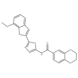 N-(5-(7-methoxybenzofuran-2-yl)-1,3,4-oxadiazol-2-yl)-2,3-dihydrobenzo[b][1,4]dioxine-6-carboxamide结构式