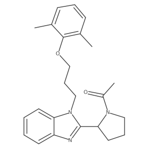 1-Acetyl-2-{1-[3-(2,6-dimethylphenoxy)propyl]benzimidazol-2-yl}pyrrolidine结构式