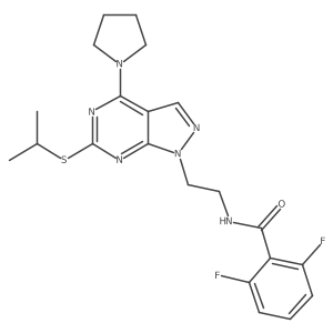 2,6-difluoro-N-(2-(6-(isopropylthio)-4-(pyrrolidin-1-yl)-1H-pyrazolo[3,4-d]pyrimidin-1-yl)ethyl)benzamide Structure