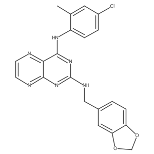 N~2~-(1,3-benzodioxol-5-ylmethyl)-N~4~-(4-chloro-2-methylphenyl)pteridine-2,4-diamine结构式