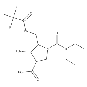 (3R,4R,5S)-4-Amino-1-[(diethylamino)carbonyl]-5-[[(2,2,2-trifluoroacetyl)amino]methyl]-3-pyrrolidinecarboxylic acid结构式
