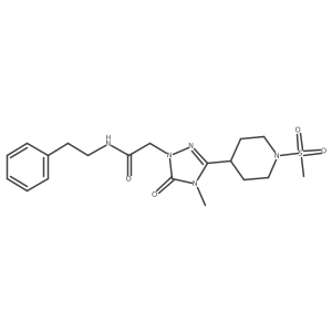 2-(4-methyl-3-(1-(methylsulfonyl)piperidin-4-yl)-5-oxo-4,5-dihydro-1H-1,2,4-triazol-1-yl)-N-phenethylacetamide Structure