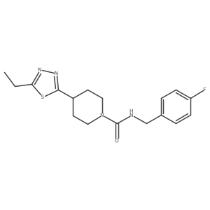 4-(5-ethyl-1,3,4-thiadiazol-2-yl)-N-(4-fluorobenzyl)piperidine-1-carboxamide结构式