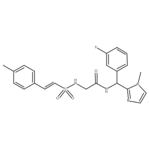 N-[(3-fluorophenyl)(1-methyl-1H-imidazol-2-yl)methyl]-2-[2-(4-methylphenyl)ethenesulfonamido]acetamide结构式