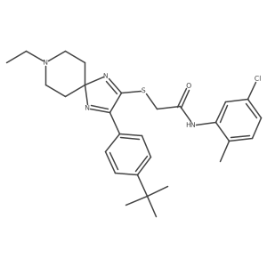 2-((3-(4-(tert-butyl)phenyl)-8-ethyl-1,4,8-triazaspiro[4.5]deca-1,3-dien-2-yl)thio)-N-(5-chloro-2-methylphenyl)acetamide结构式