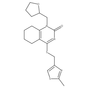 4-(((2-methylthiazol-4-yl)methyl)thio)-1-((tetrahydrofuran-2-yl)methyl)-5,6,7,8-tetrahydroquinazolin-2(1H)-one结构式