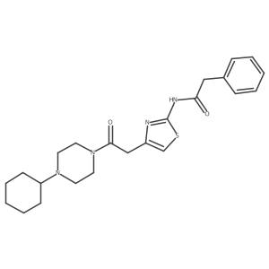 N-(4-(2-(4-cyclohexylpiperazin-1-yl)-2-oxoethyl)thiazol-2-yl)-2-phenylacetamide结构式