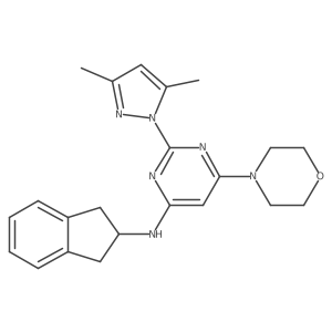 [2-(3,5-Dimethyl-pyrazol-1-yl)-6-morpholin-4-yl-pyrimidin-4-yl]-indan-2-yl-amine Structure