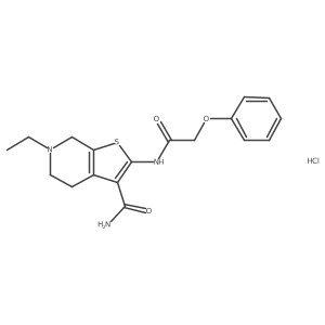 6-Ethyl-2-(2-phenoxyacetamido)-4,5,6,7-tetrahydrothieno[2,3-c]pyridine-3-carboxamide hydrochloride结构式