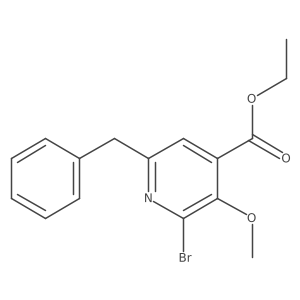 Ethyl 2-bromo-3-methoxy-6-(phenylmethyl)-4-pyridinecarboxylate结构式