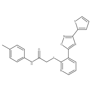 2-((3-(3-(thiophen-2-yl)-1,2,4-oxadiazol-5-yl)pyridin-2-yl)thio)-N-(p-tolyl)acetamide Structure