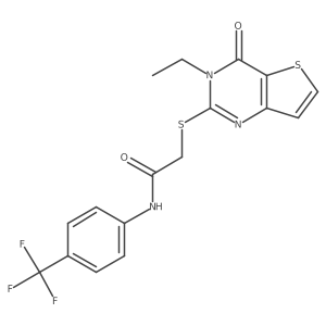 2-({3-ethyl-4-oxo-3H,4H-thieno[3,2-d]pyrimidin-2-yl}sulfanyl)-N-[4-(trifluoromethyl)phenyl]acetamide Structure