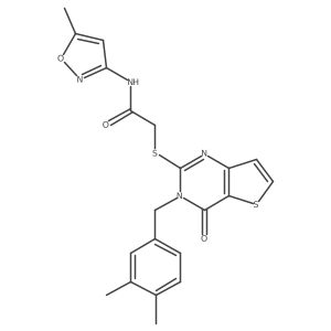 2-{[3-(3,4-dimethylbenzyl)-4-oxo-3,4-dihydrothieno[3,2-d]pyrimidin-2-yl]sulfanyl}-N-(5-methyl-1,2-oxazol-3-yl)acetamide结构式