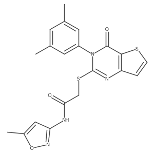2-{[3-(3,5-dimethylphenyl)-4-oxo-3,4-dihydrothieno[3,2-d]pyrimidin-2-yl]sulfanyl}-N-(5-methyl-1,2-oxazol-3-yl)acetamide结构式