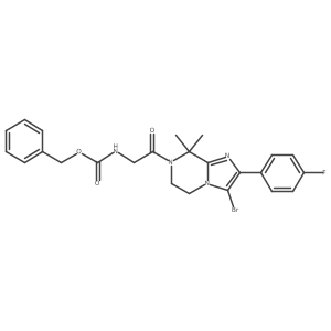 Carbamic acid, N-[2-[3-bromo-2-(4-fluorophenyl)-5,6-dihydro-8,8-dimethylimidazo[1,2-a]pyrazin-7(8H)-yl]-2-oxoethyl]-, phenylmethyl ester Structure