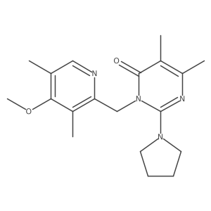 3-[(4-methoxy-3,5-dimethyl-2-pyridyl)methyl]-5,6-dimethyl-2-(1-pyrrolidinyl)-4(3H)-pyrimidinone结构式