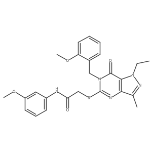 2-((1-ethyl-6-(2-methoxybenzyl)-3-methyl-7-oxo-6,7-dihydro-1H-pyrazolo[4,3-d]pyrimidin-5-yl)thio)-N-(3-methoxyphenyl)acetamide结构式