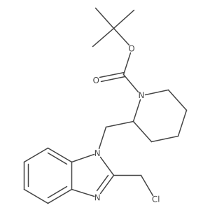 tert-Butyl 2-((2-(chloromethyl)-1H-benzo[d]imidazol-1-yl)methyl)piperidine-1-carboxylate结构式