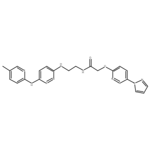 2-((6-(1H-pyrazol-1-yl)pyridazin-3-yl)oxy)-N-(2-((6-((5-methylpyridin-2-yl)amino)pyridazin-3-yl)amino)ethyl)acetamide结构式