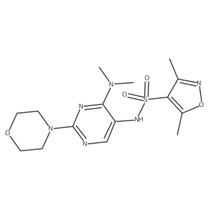 N-(4-(dimethylamino)-2-morpholinopyrimidin-5-yl)-3,5-dimethylisoxazole-4-sulfonamide结构式