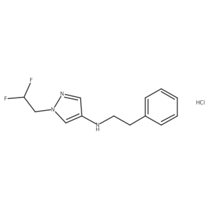 1-(2,2-difluoroethyl)-N-(2-phenylethyl)pyrazol-4-amine;hydrochloride结构式