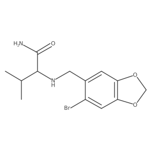 2-{[(6-Bromo-1,3-dioxaindan-5-yl)methyl]amino}-3-methylbutanamide结构式