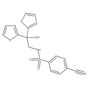 4-cyano-N-(2-hydroxy-2,2-di(thiophen-2-yl)ethyl)benzenesulfonamide Structure