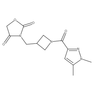 3-((1-(1,5-dimethyl-1H-pyrazole-3-carbonyl)azetidin-3-yl)methyl)oxazolidine-2,4-dione Structure