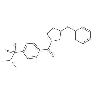N,N-dimethyl-4-(3-(pyridin-4-yloxy)pyrrolidine-1-carbonyl)benzenesulfonamide结构式
