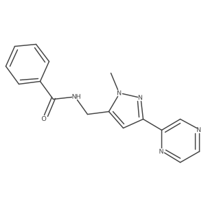 N-((1-methyl-3-(pyrazin-2-yl)-1H-pyrazol-5-yl)methyl)benzamide结构式