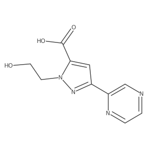 1-(2-hydroxyethyl)-3-(pyrazin-2-yl)-1H-pyrazole-5-carboxylic acid Structure