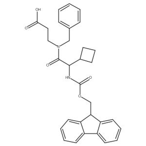 3-[N-benzyl-2-cyclobutyl-2-({[(9H-fluoren-9-yl)methoxy]carbonyl}amino)acetamido]propanoic acid结构式
