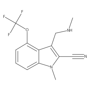 1-methyl-3-[(methylamino)methyl]-4-(trifluoromethoxy)-1H-indole-2-carbonitrile Structure