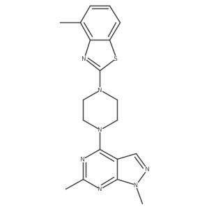 2-(4-{1,6-dimethyl-1H-pyrazolo[3,4-d]pyrimidin-4-yl}piperazin-1-yl)-4-methyl-1,3-benzothiazole结构式