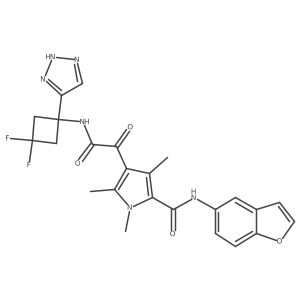 N-(Benzofuran-5-yl)-4-(2-((3,3-difluoro-1-(1H-1,2,3-triazol-5-yl)cyclobutyl)amino)-2-oxoacetyl)-1,3,5-trimethyl-1H-pyrrole-2-carboxamide结构式
