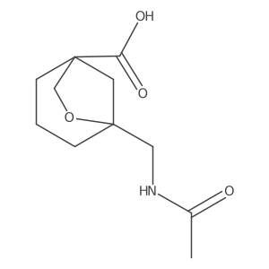 5-(Acetamidomethyl)-6-oxabicyclo[3.2.1]octane-1-carboxylic acid结构式