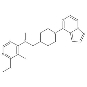 6-ethyl-5-fluoro-N-methyl-N-[(1-{pyrazolo[1,5-a]pyrazin-4-yl}piperidin-4-yl)methyl]pyrimidin-4-amine结构式