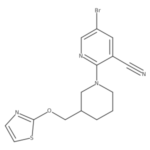 5-Bromo-2-{3-[(1,3-thiazol-2-yloxy)methyl]piperidin-1-yl}pyridine-3-carbonitrile Structure