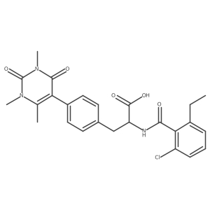 N-[(2-chloro-6-ethylphenyl)carbonyl]-4-(1,3,6-trimethyl-2,4-dioxo-5-pyrimidinyl)-L-phenylalanine Structure