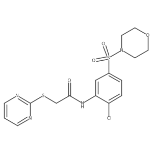 N-[2-chloro-5-(morpholin-4-ylsulfonyl)phenyl]-2-(pyrimidin-2-ylsulfanyl)acetamide结构式
