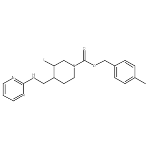 1-Piperidinecarboxylic acid, 3-fluoro-4-((2-pyrimidinylamino)methyl)-, (4-methylphenyl)methyl ester, (3R,4S)- Structure