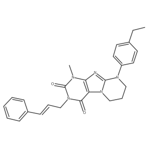 3-cinnamyl-9-(4-ethylphenyl)-1-methyl-6,7,8,9-tetrahydropyrimido[2,1-f]purine-2,4(1H,3H)-dione Structure