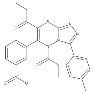 1-[3-(4-methylphenyl)-6-(3-nitrophenyl)-5-propionyl-5H-[1,2,4]triazolo[3,4-b][1,3,4]thiadiazin-7-yl]propan-1-one Structure