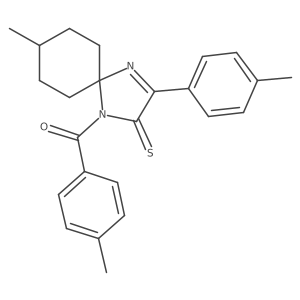 8-Methyl-1-(4-methylbenzoyl)-3-(4-methylphenyl)-1,4-diazaspiro[4.5]dec-3-ene-2-thione结构式