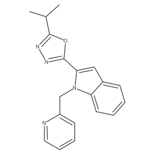 2-isopropyl-5-(1-(pyridin-2-ylmethyl)-1H-indol-2-yl)-1,3,4-oxadiazole Structure
