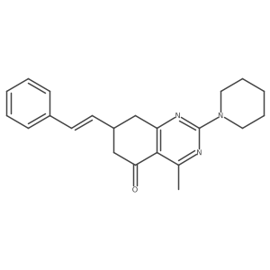7-((1E)-2-phenylvinyl)-4-methyl-2-piperidyl-6,7,8-trihydroquinazolin-5-one Structure