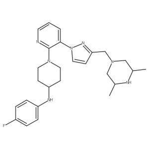 1-[3-(3-{[(3R,5S)-3,5-Dimethyl-1-piperazinyl]methyl}-1H-pyrazol-1-yl)-2-pyridinyl]-N-(4-fluorophenyl)-4-piperidinamine结构式